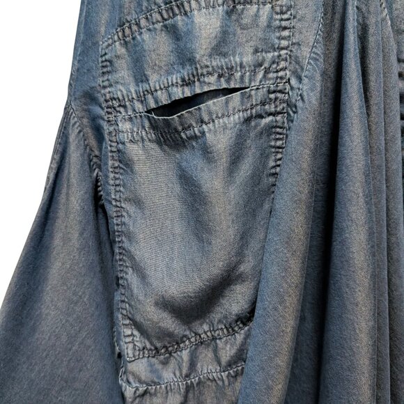 Tempo Paris Womens Size L Blue 100% Tencell Lagenlook Elastic Bubble Hem Skirt - Picture 6 of 8